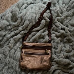 Fossil Metallic Brown Crossbody Bag
